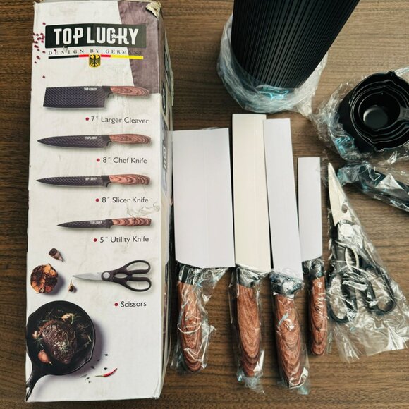 Top Lucky 6-Piece Kitchen Knife Set With Block & Measuring Cups/spoons - Picture 8 of 10